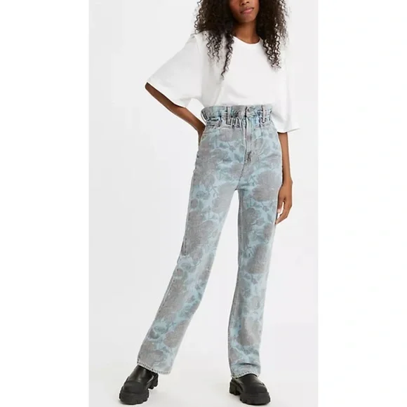 Ganni x Levis Floral Print Hi Rise Straight Leg Size 27 x 31 - Picture 1 of 11